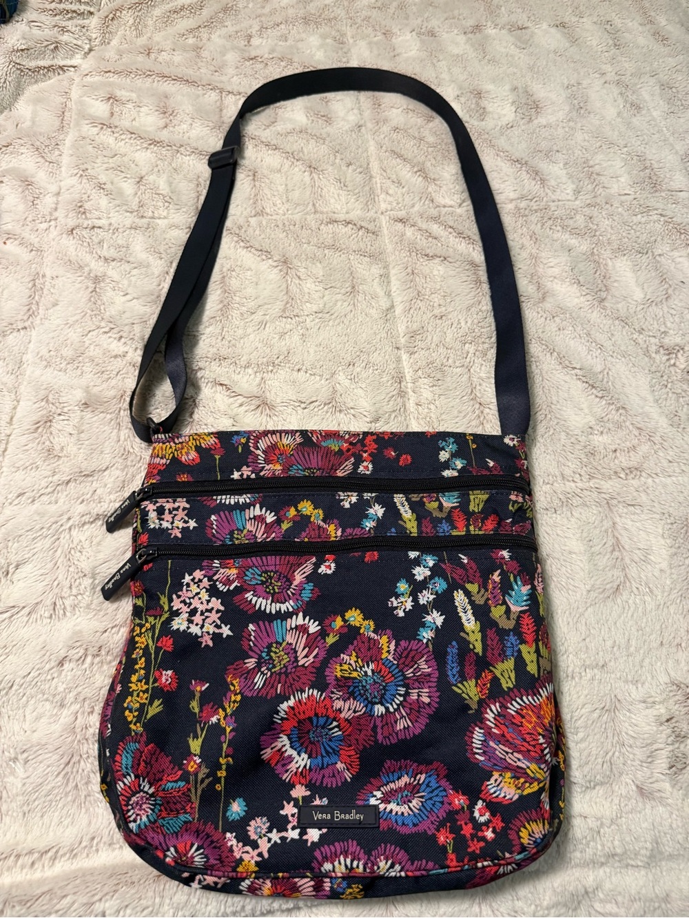 Vera Bradley Navy Floral Crossbody Bag with Multicolor Blossoms